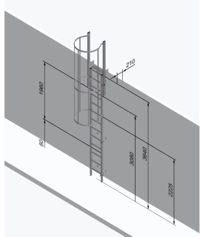 Aluminium Vertical Access Ladder Kits- Fixed with Hoops