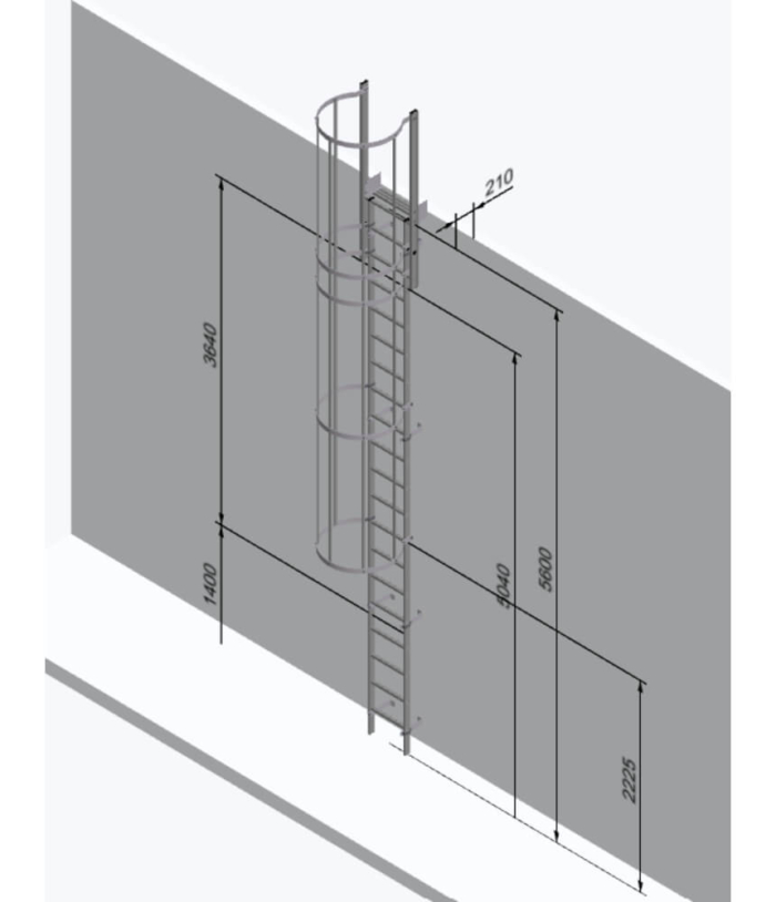 Aluminium Vertical Access Ladder Kits- Fixed with Hoops