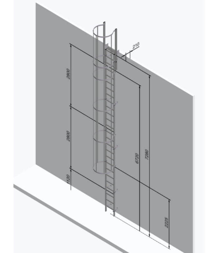 Aluminium Vertical Access Ladder Kits- Fixed with Hoops