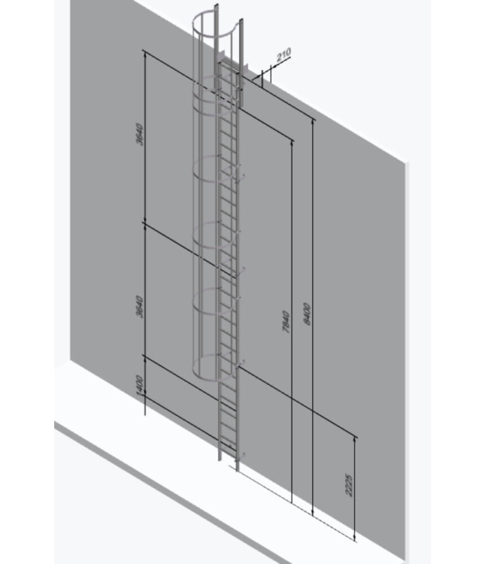 Aluminium Vertical Access Ladder Kits- Fixed with Hoops