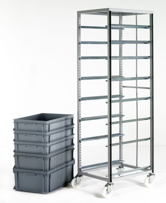 Adjustable Tray Rack with Euro Container Box Trays