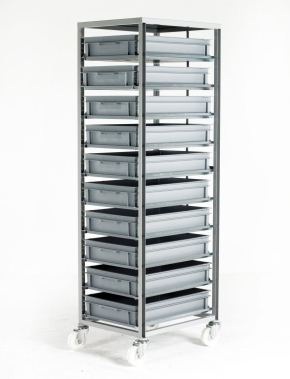 Adjustable Tray Rack with Euro Container Box Trays