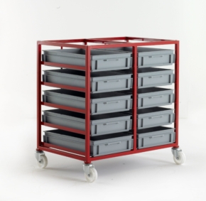 Mobile Tray Racks with Grey Euro Container Trays