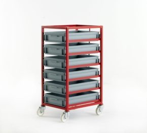 Mobile Tray Racks with Grey Euro Container Trays