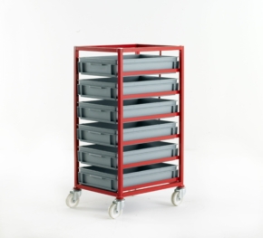 Mobile Tray Racks with Grey Euro Container Trays