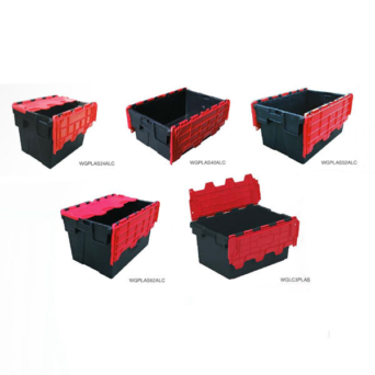 Attached Lid Containers -Red Lid Black Base