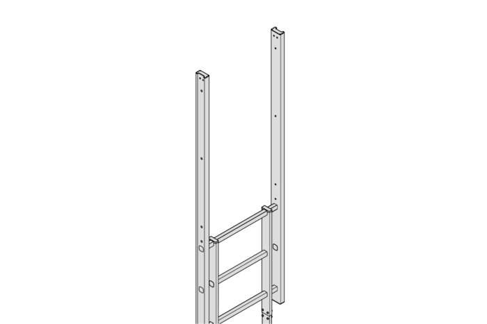 Aluminium Vertical Access Ladder Kits- Fixed with Hoops