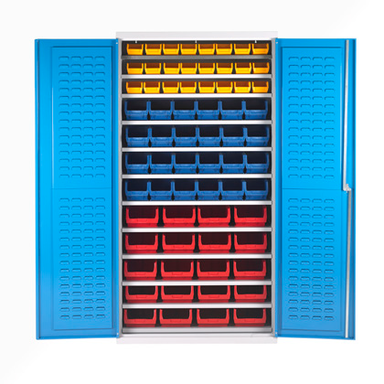 BCS72C Bin Cabinets - Shelf Support 12 shelves 68 Bins